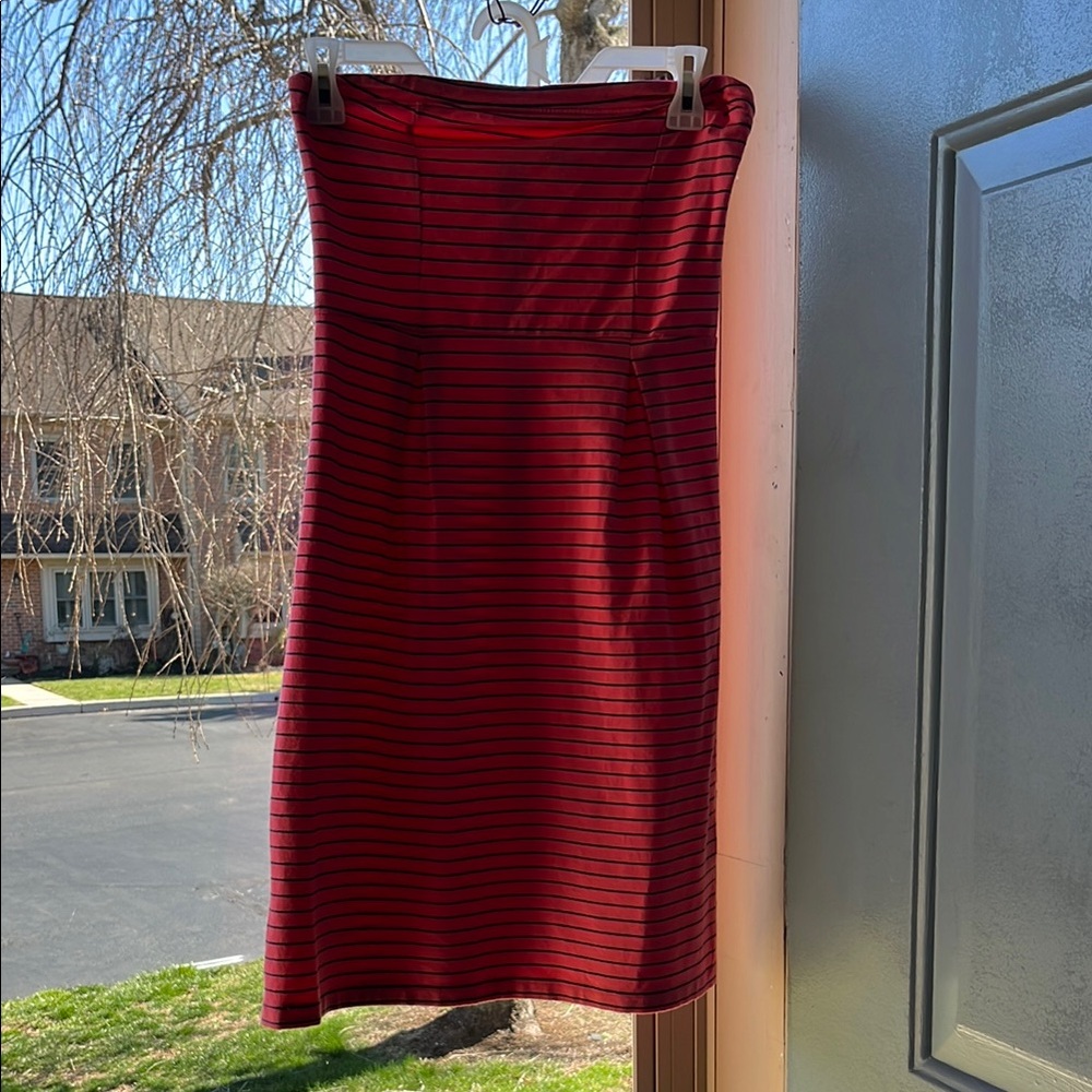 Red and Black Striped Dress